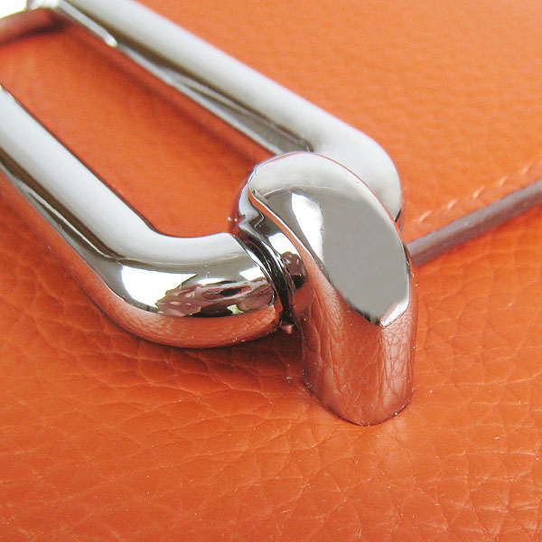 Fake Hermes Togo Leather Messenger Bag Orange 8078